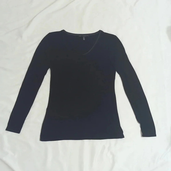 WHBM Long-Sleeve Scoop-Neck Tee, Color Black Size XS - Picture 3 of 14